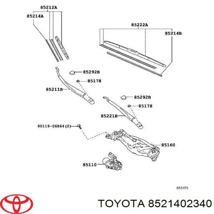 8521402340 Toyota limpiaparabrisas de luna delantera conductor