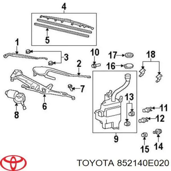  Goma del limpiaparabrisas lado conductor para Toyota Yaris NCP2