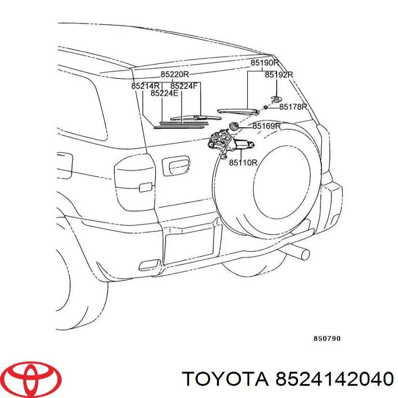  Brazo del limpiaparabrisas, lavado de parabrisas, luna trasera para Toyota RAV4 2 