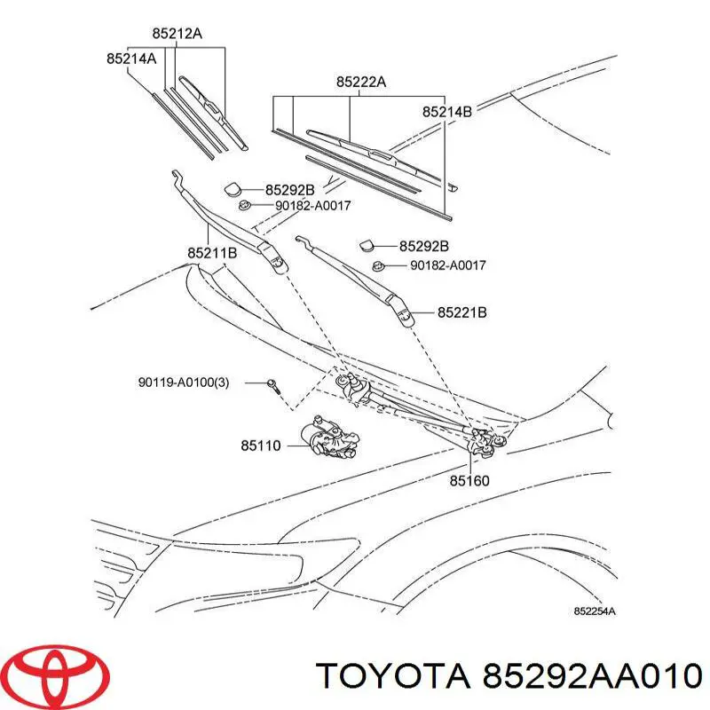  Tapa, brazo del limpiaparabrisas delantero para Toyota Sienna L2