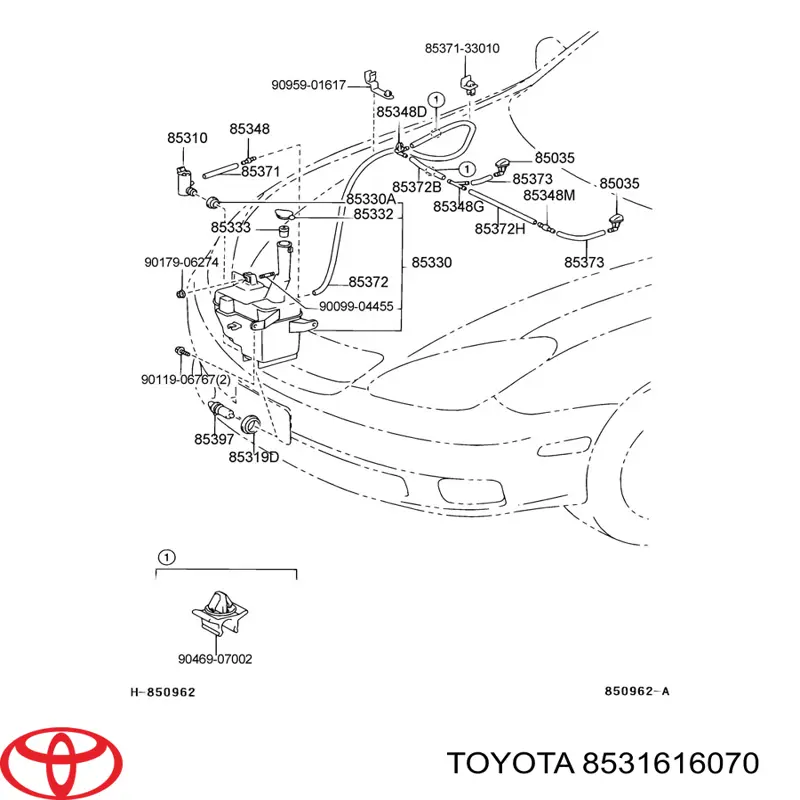  Tapa de depósito del agua de lavado para Toyota Yaris P21