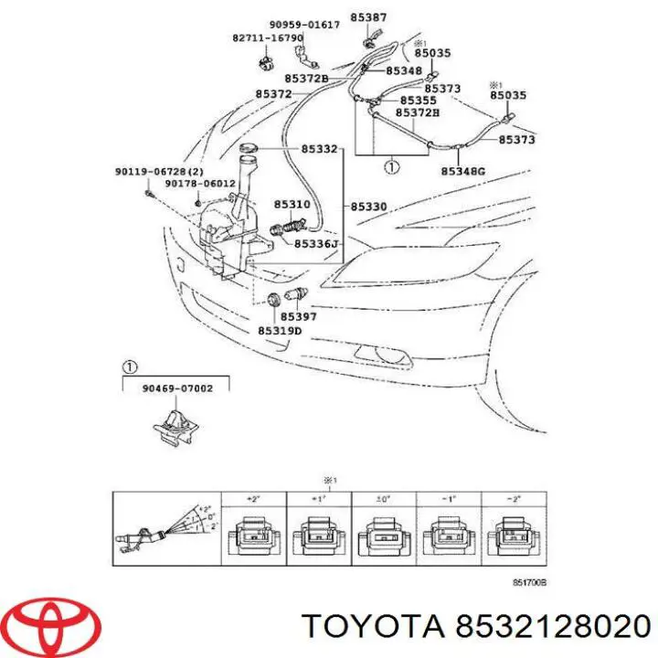  T de la sistema de lavado del parabrisas para Toyota Hilux GUN12, GUN13