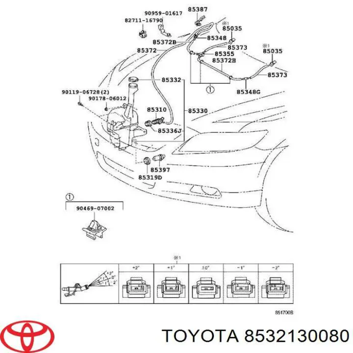  T de la sistema de lavado del parabrisas para Toyota Yaris SP90