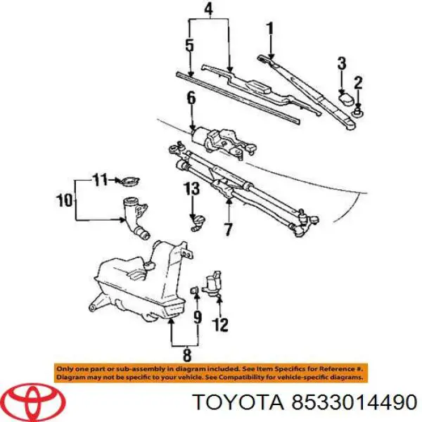 8533014490 Toyota bomba de limpiaparabrisas delantera