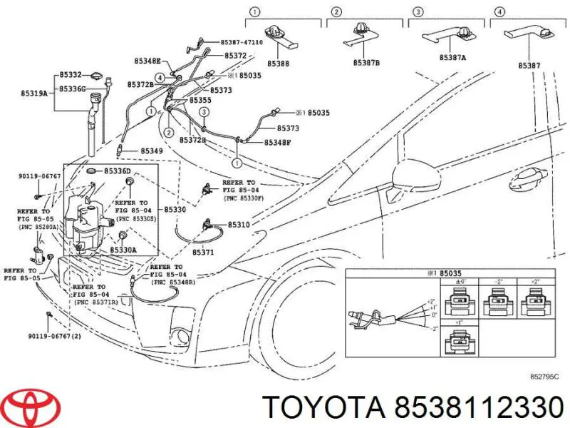  Tobera de agua regadora, lavado de parabrisas para Toyota Sequoia K6