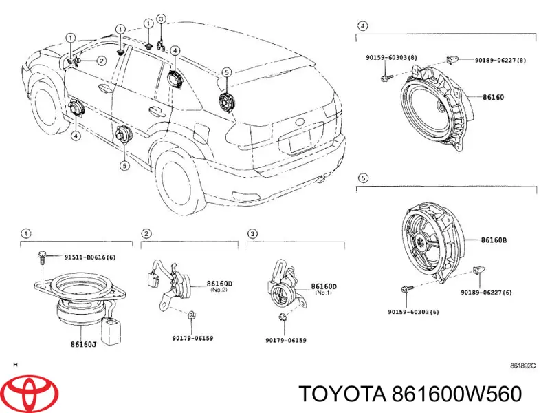  Altavoz de puerta delantera para Lexus ES 