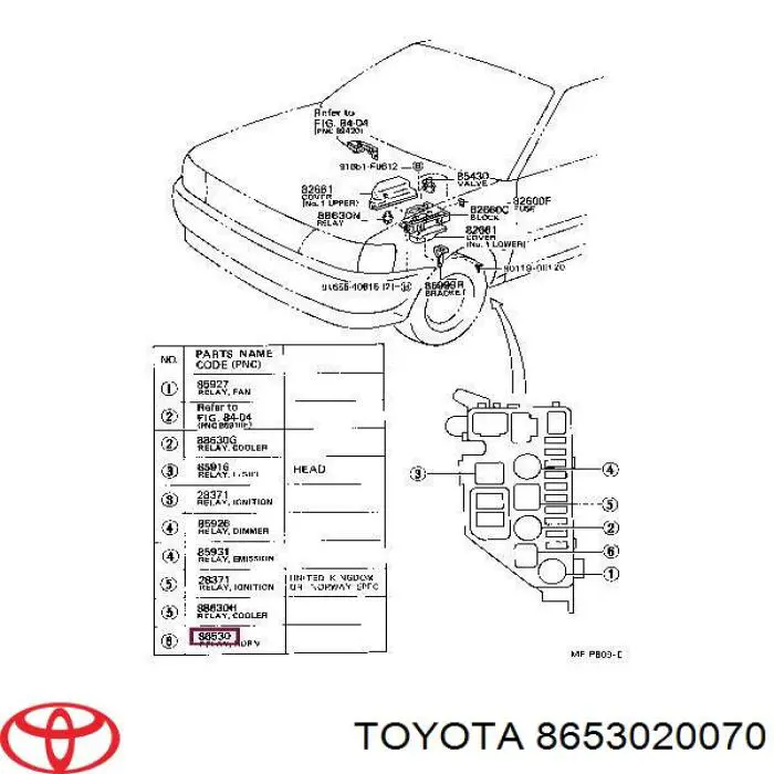  Relé bocina para Toyota 4 Runner N130