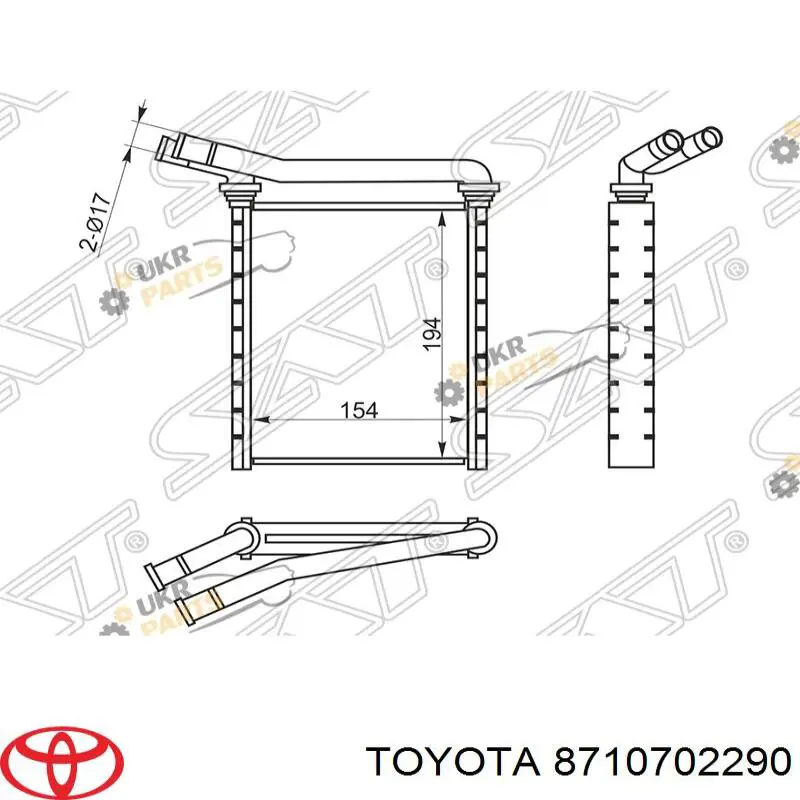 8710702290 Toyota radiador de calefacción