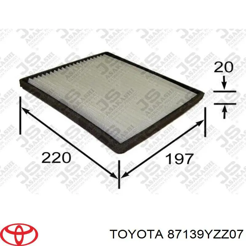 87139YZZ07 Toyota filtro de habitáculo