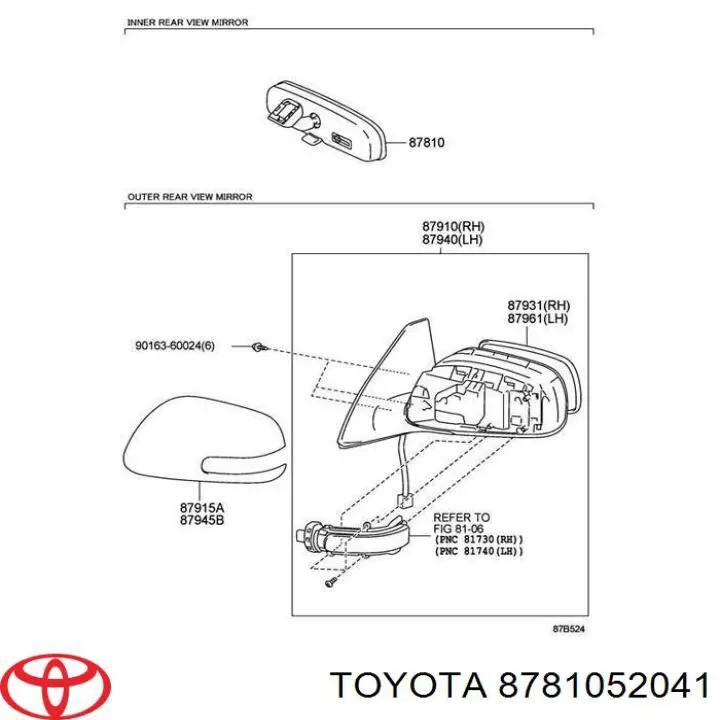  Retrovisor interior para Toyota RAV4 3 