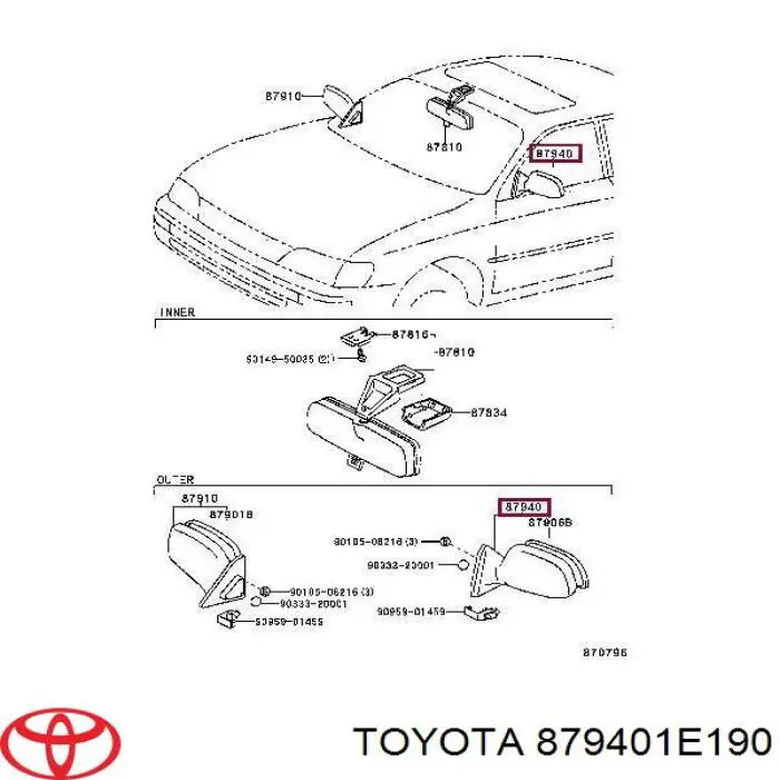  Espejo retrovisor izquierdo para Toyota Corolla E10