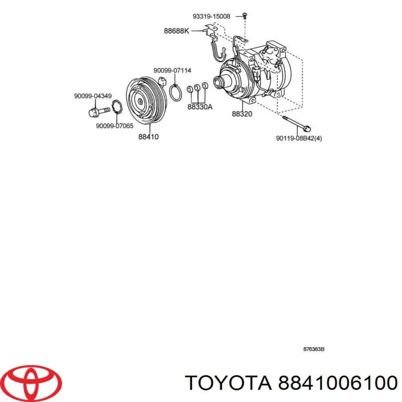  Embrague (bobina magnética) compresor de aire acondicionado para Toyota Solara V3