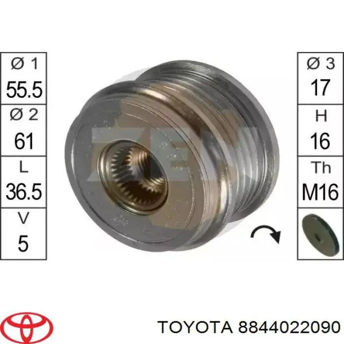 8844022090 Toyota rodillo, correa trapecial poli v