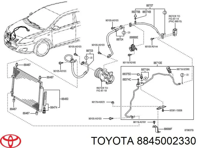 8845002330 Toyota condensador aire acondicionado