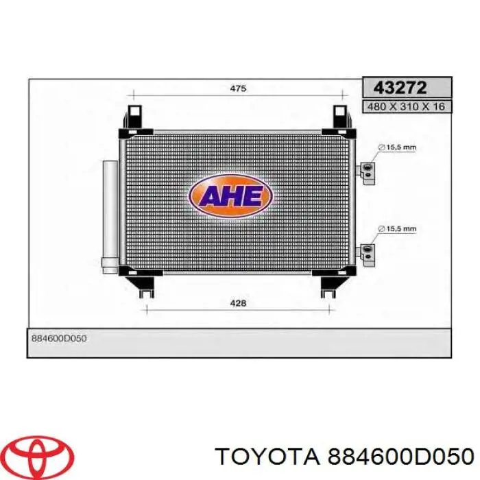 884600D050 Toyota condensador aire acondicionado