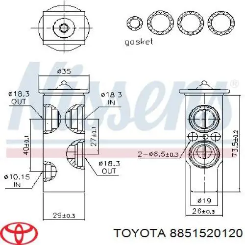 8851520120 Toyota válvula de expansión, aire acondicionado