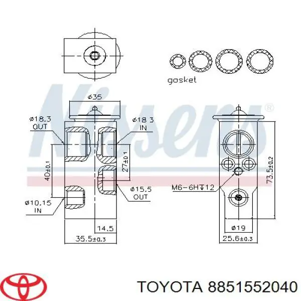 8851552040 Toyota válvula de expansión, aire acondicionado