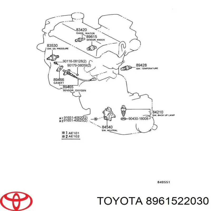 8961522030 Toyota sensor de detonaciones