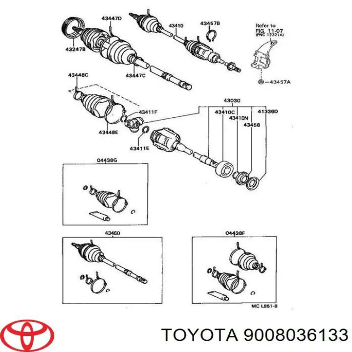 9008036133 Toyota cojinete, palier, eje delantero