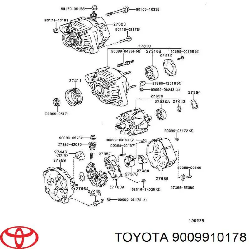 9009910178 Nissan cojinete, alternador