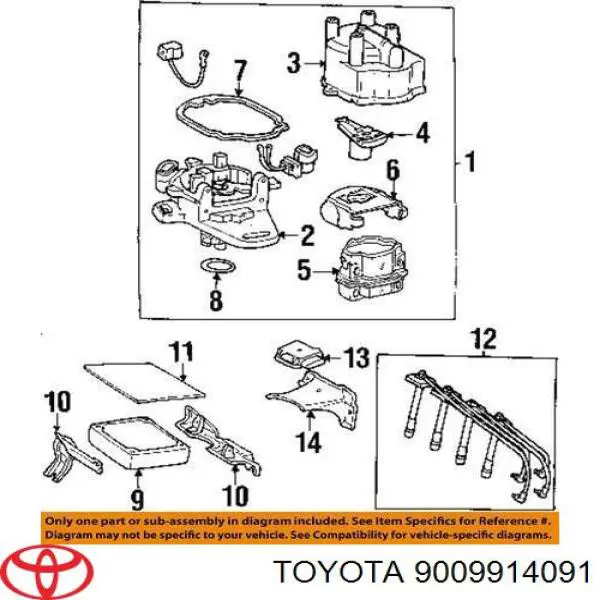  Junta torica de distribuidor para Toyota 4 Runner N130