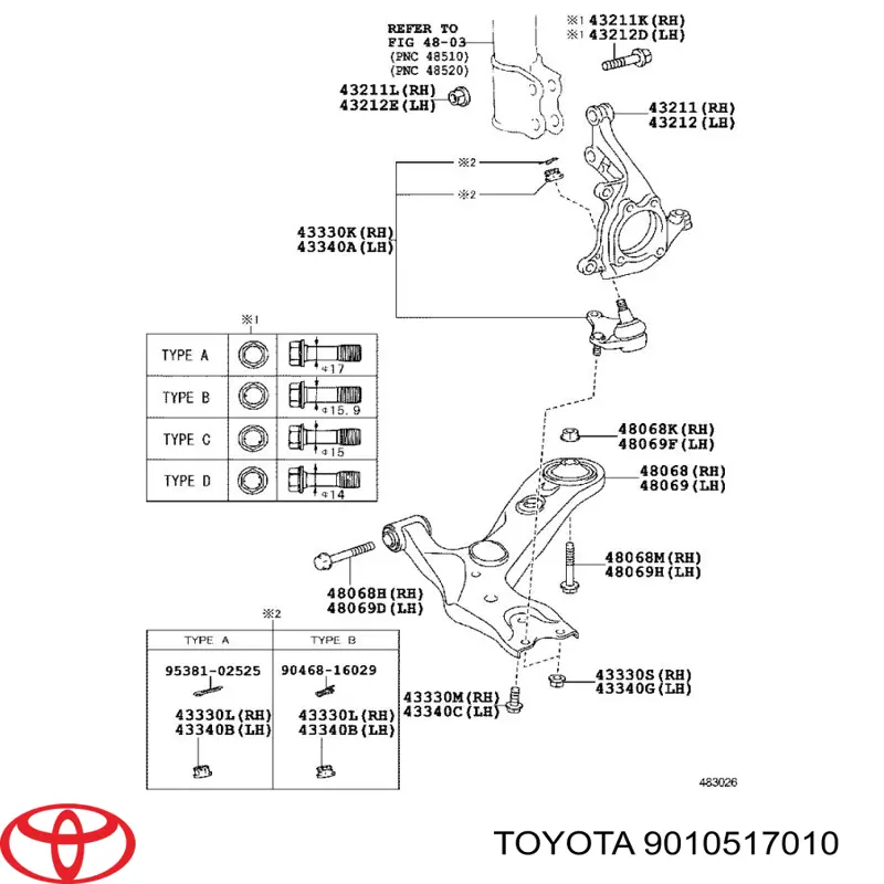  Tornillo de montaje, Amortiguador Delantero para Toyota Solara V3