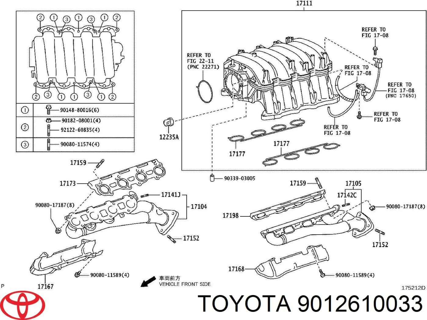  Espárrago del colector de escape para Toyota Yaris SP90