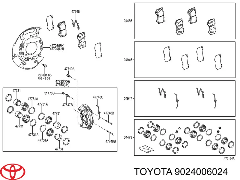  Guía de la pinza delantera para Lexus LX URJ201