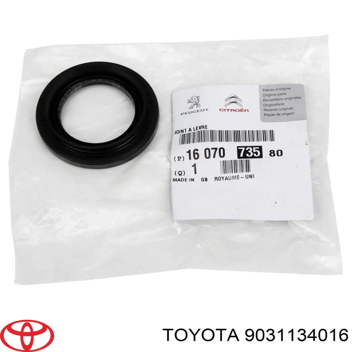 9031134016 Toyota anillo retén de semieje, eje delantero, derecho