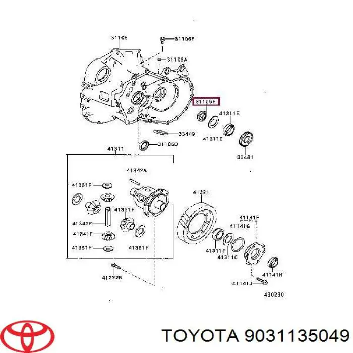 9031135049 Toyota anillo retén, cigüeñal frontal