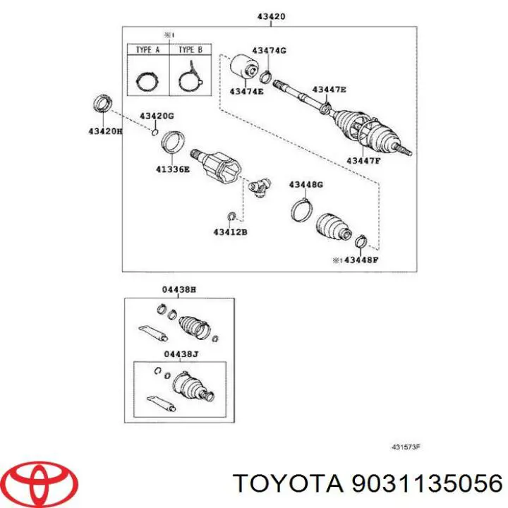  Anillo retén de semieje, eje delantero, derecho para Toyota RAV4 3 