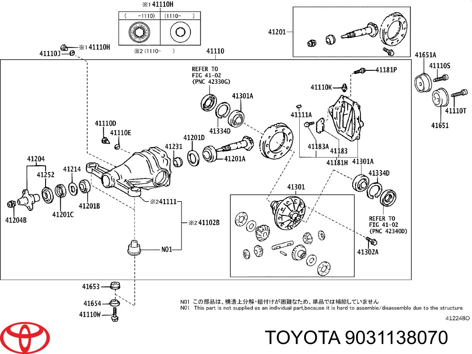  Anillo retén, Diferencial trasero para Lexus IS E2