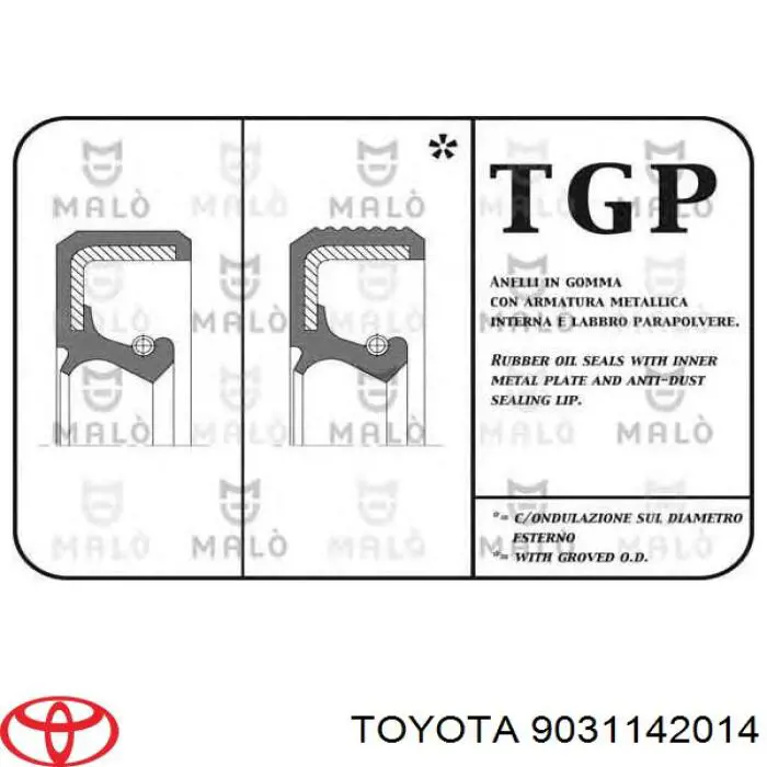 9031142014 Toyota anillo retén, cigüeñal frontal