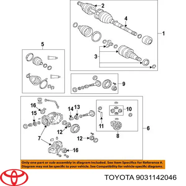  Anillo retén de semieje, eje trasero para Toyota Venza AGV1, GGV1