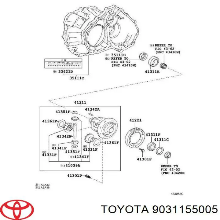 9031155005 Toyota anillo retén de semieje, eje delantero, derecho