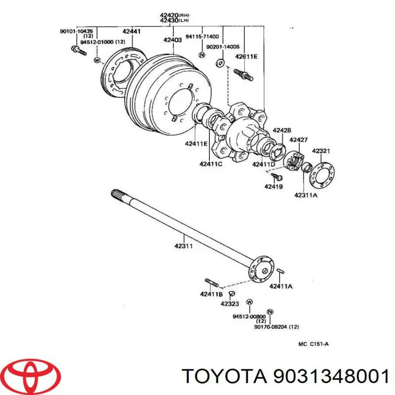 9031348001 Toyota sello de aceite cubo trasero exterior