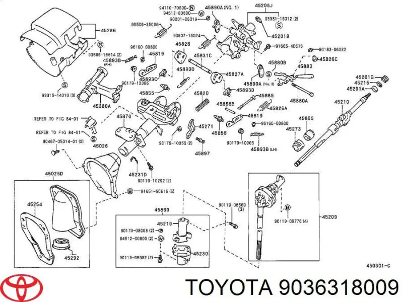 9036318009 Toyota cojinete columna de direccion