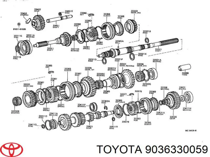  Cojinete Del Eje De Salida De La Caja De Engranaje para Toyota Hilux N