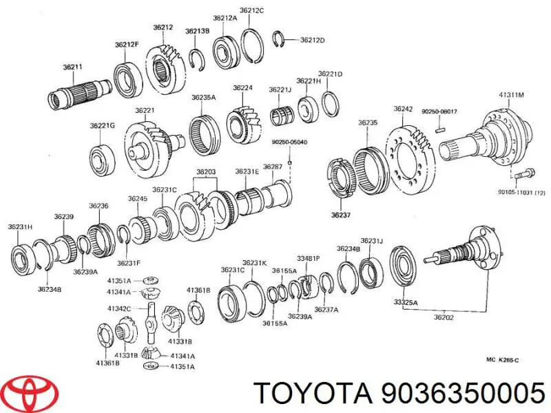  Cojinete De Caja De Transferencia Eje De Salida Trasero para Toyota Land Cruiser J8