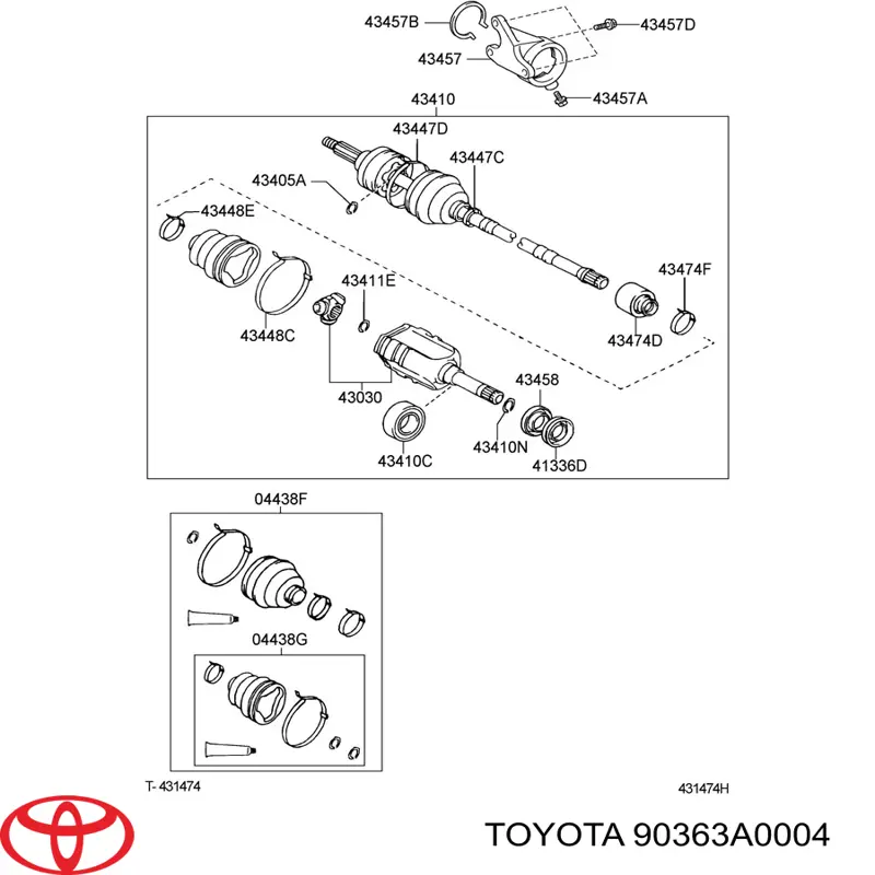 90363A0004 Toyota cojinete, palier, eje delantero