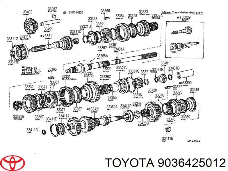  Cojinete Del Eje De Entrada De La Caja De Engranajes para Toyota Hiace 4 