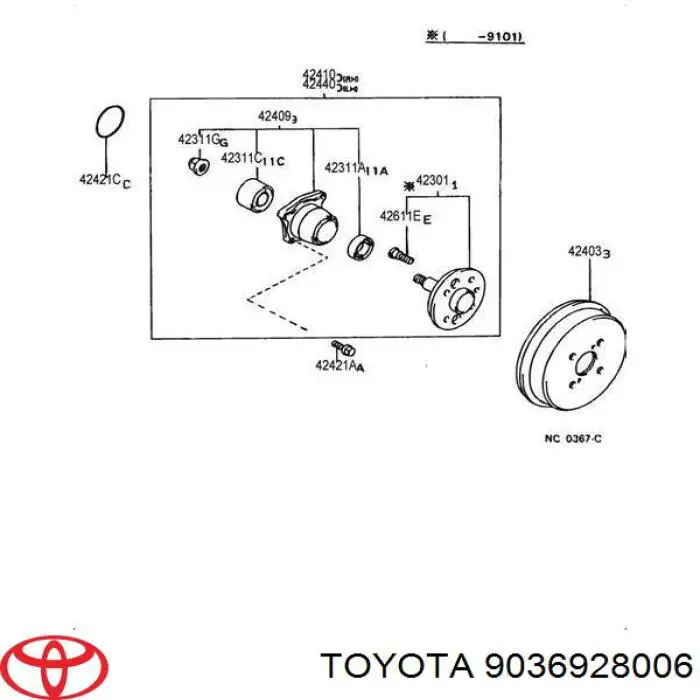 9036928006 Toyota cojinete de rueda trasero