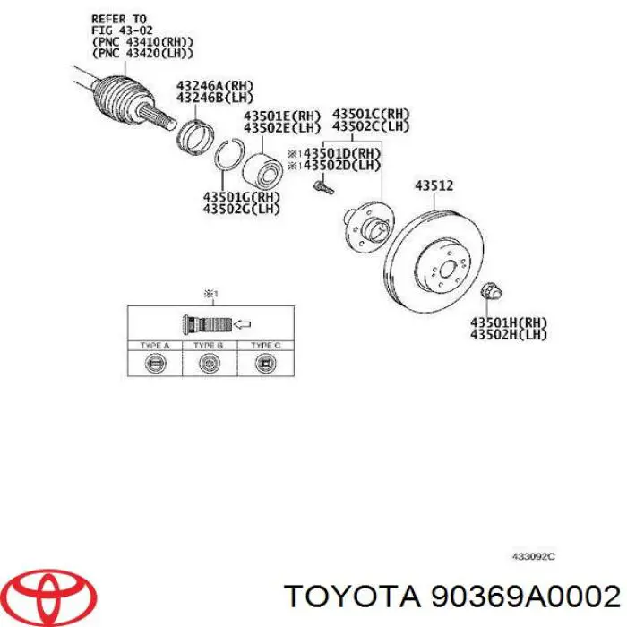 90369A0002 Toyota cojinete de rueda delantero