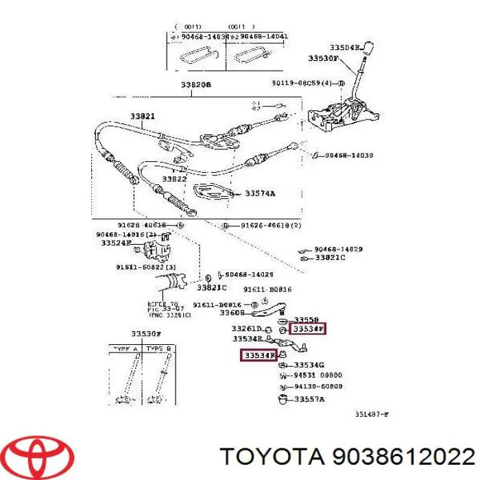  Casquillo del cable de cambio para Toyota Picnic XM1