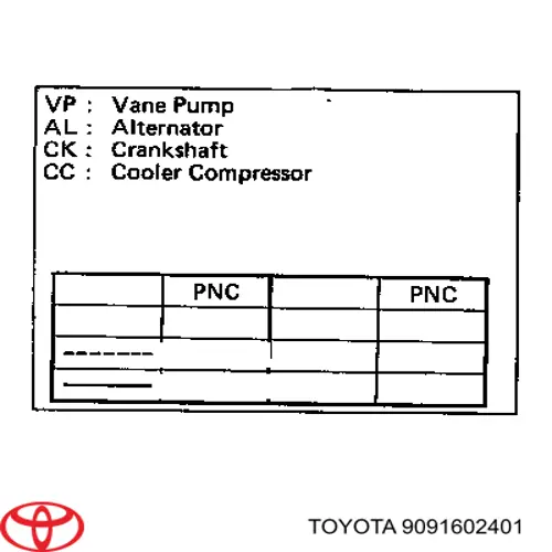 9091602401 Toyota correa trapezoidal