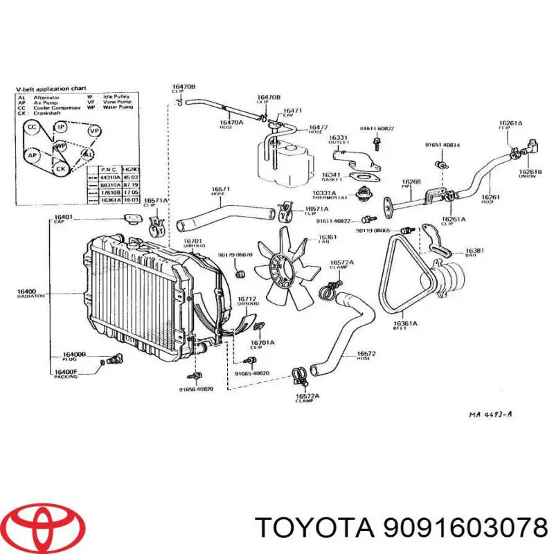 9091603078 Toyota termostato, refrigerante