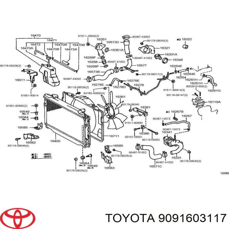 9091603117 Toyota termostato, refrigerante