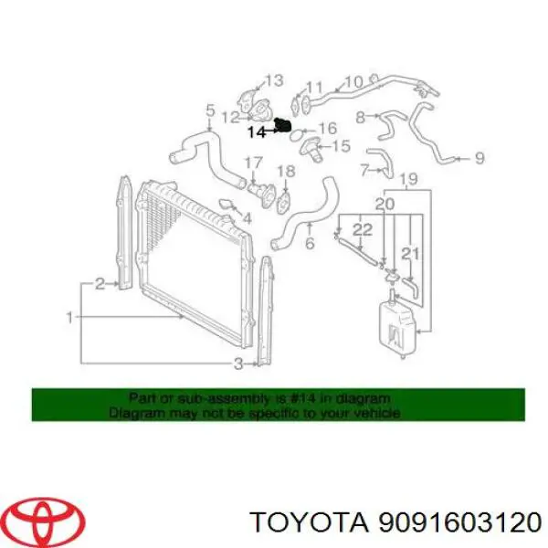 9091603120 Toyota termostato, refrigerante