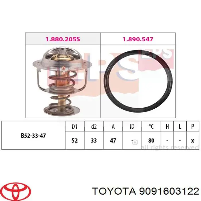 9091603122 Toyota termostato, refrigerante