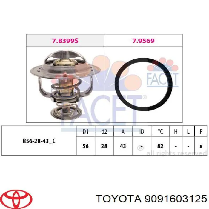 9091603125 Toyota termostato, refrigerante